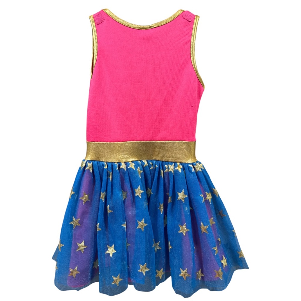 DC Wonder Woman Kids Costume Dress - Pink and Blue with Gold - Picture 2 of 8